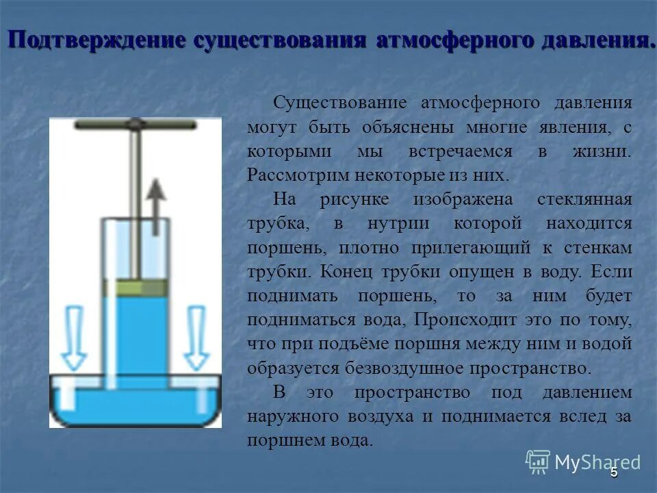 Давление в пробирке в воде