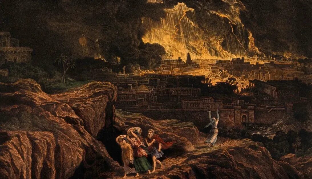 Бегство лота из содома в живописи. Содом и гоморра ветхий завет. Лот садом. Гибель содома и гоморры. Содом и гоморра картина.