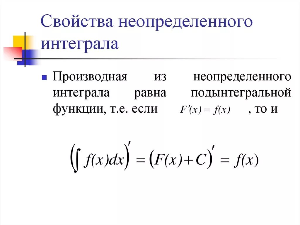 Презентация "Неопределенный интеграл" по математике - скачать проект