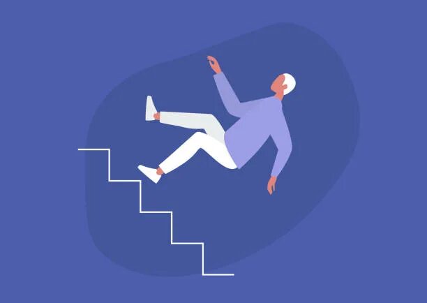 Падение с лестницы фото Ladder Vector Blue Outline Icon Stepladder Linear Logo Stock Vector Illustra