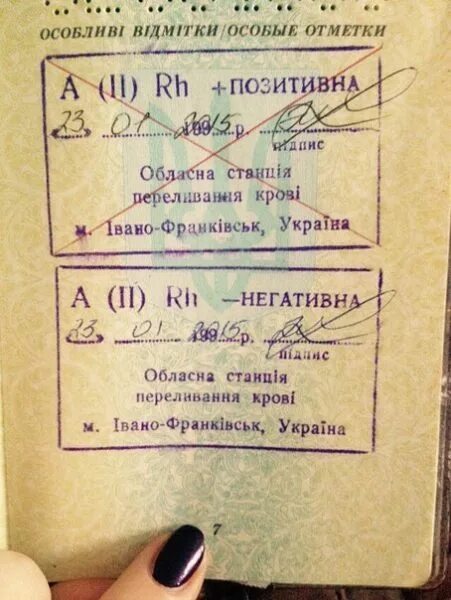 Штамп группа крови. Военный билет указывают группу крови