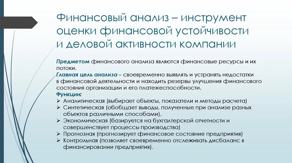 Анализ финансовых инструментов организации