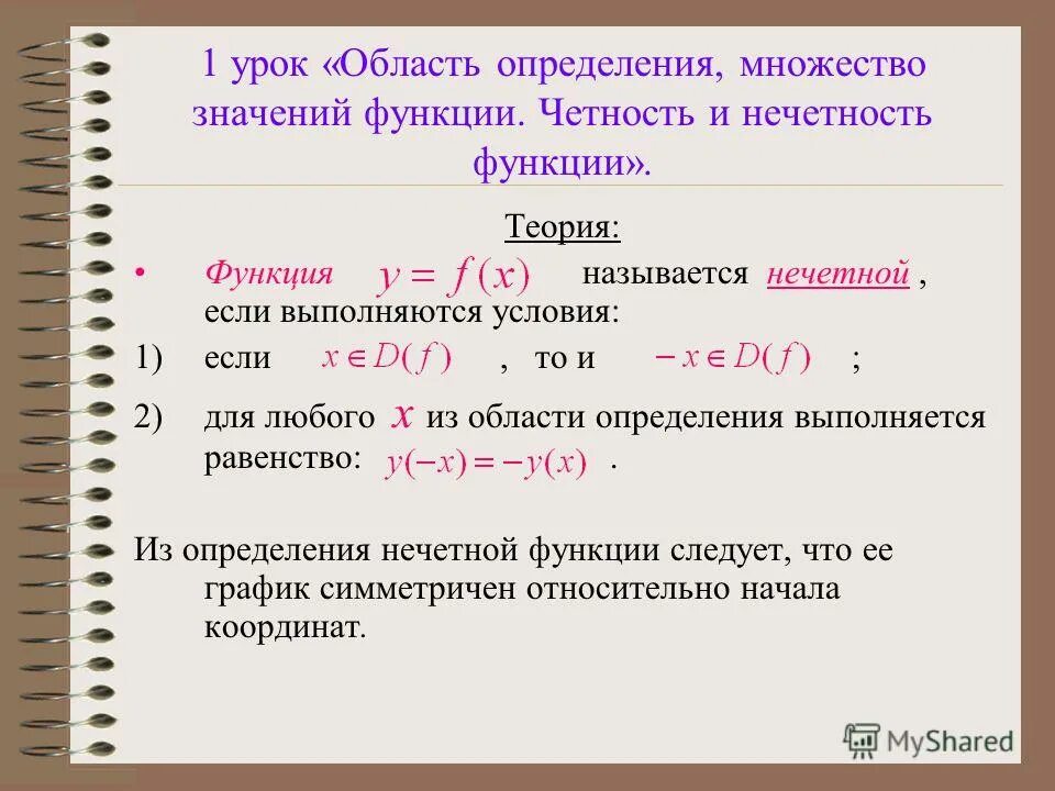 Способы определения множества значений функции