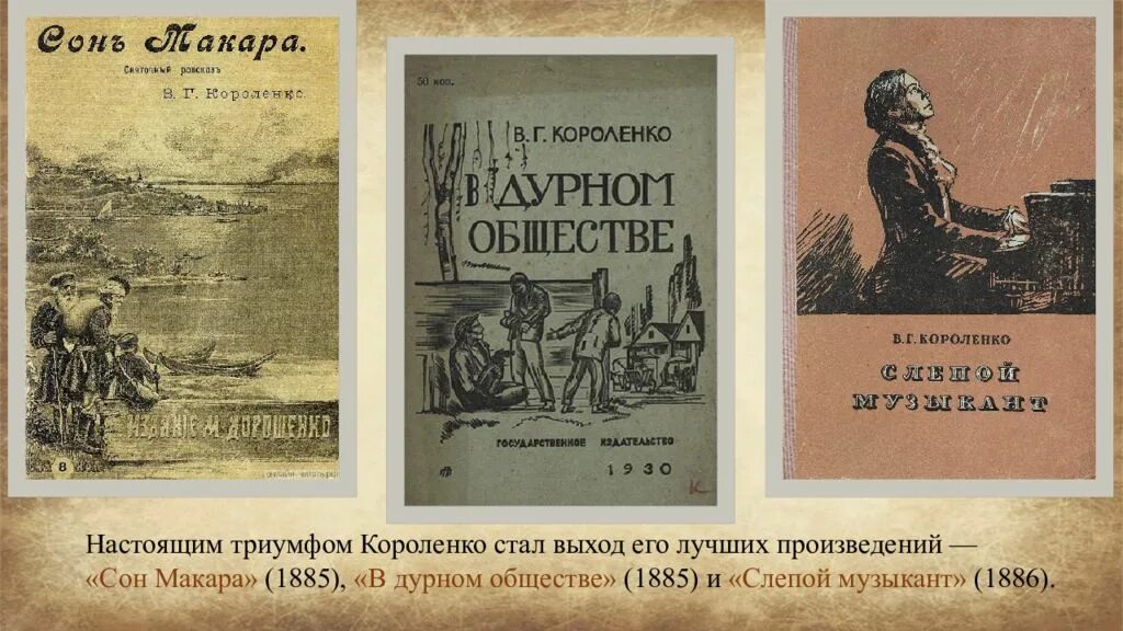 Короленко главные произведения. Короленко произведения. Первые произведения Короленко. В Г Короленко произведения.