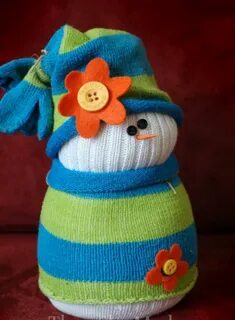 Снеговик из носка своими руками