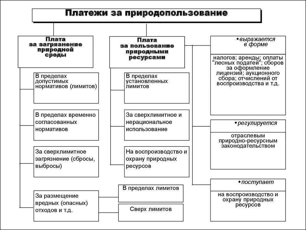 Платежи природных ресурсов