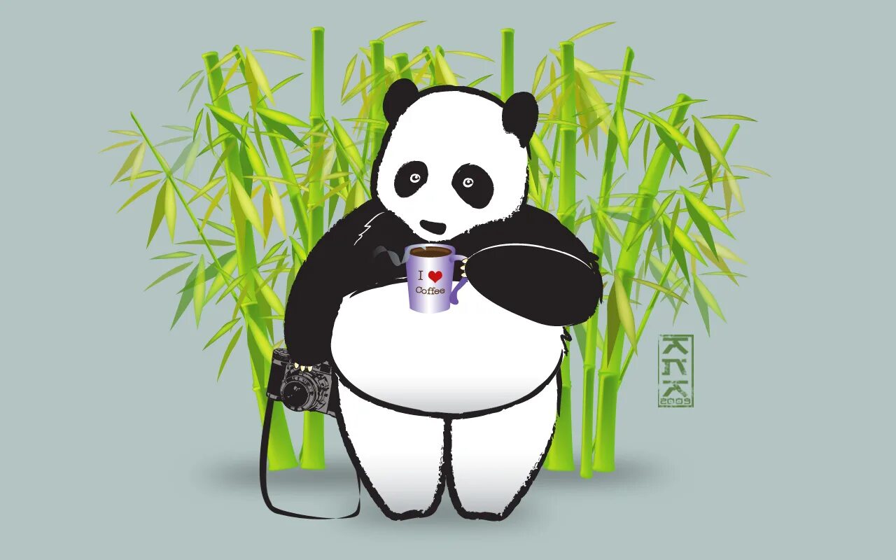 Панда рисунок. Панда с кофе. Панда обои. Панда с кофе рисунок.
