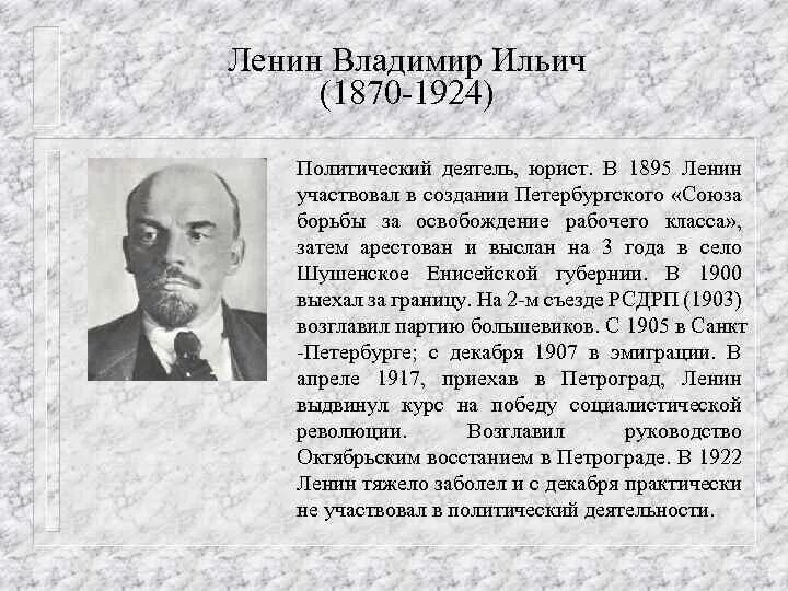 Заслуги ленина