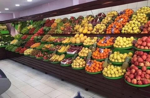 Витрина овощи фрукты