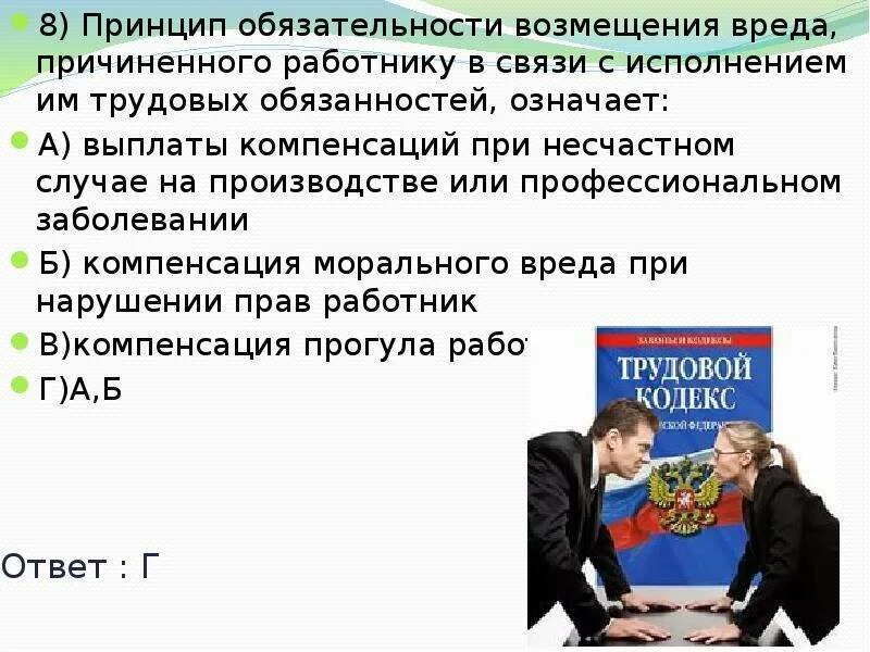 Возмещение работодателем вреда причиненного работнику. Принципы возмещения вреда. Возмещение вреда причиненного работнику. Принцип обязательности возмещения вреда. Принципы возмещения ущерба.