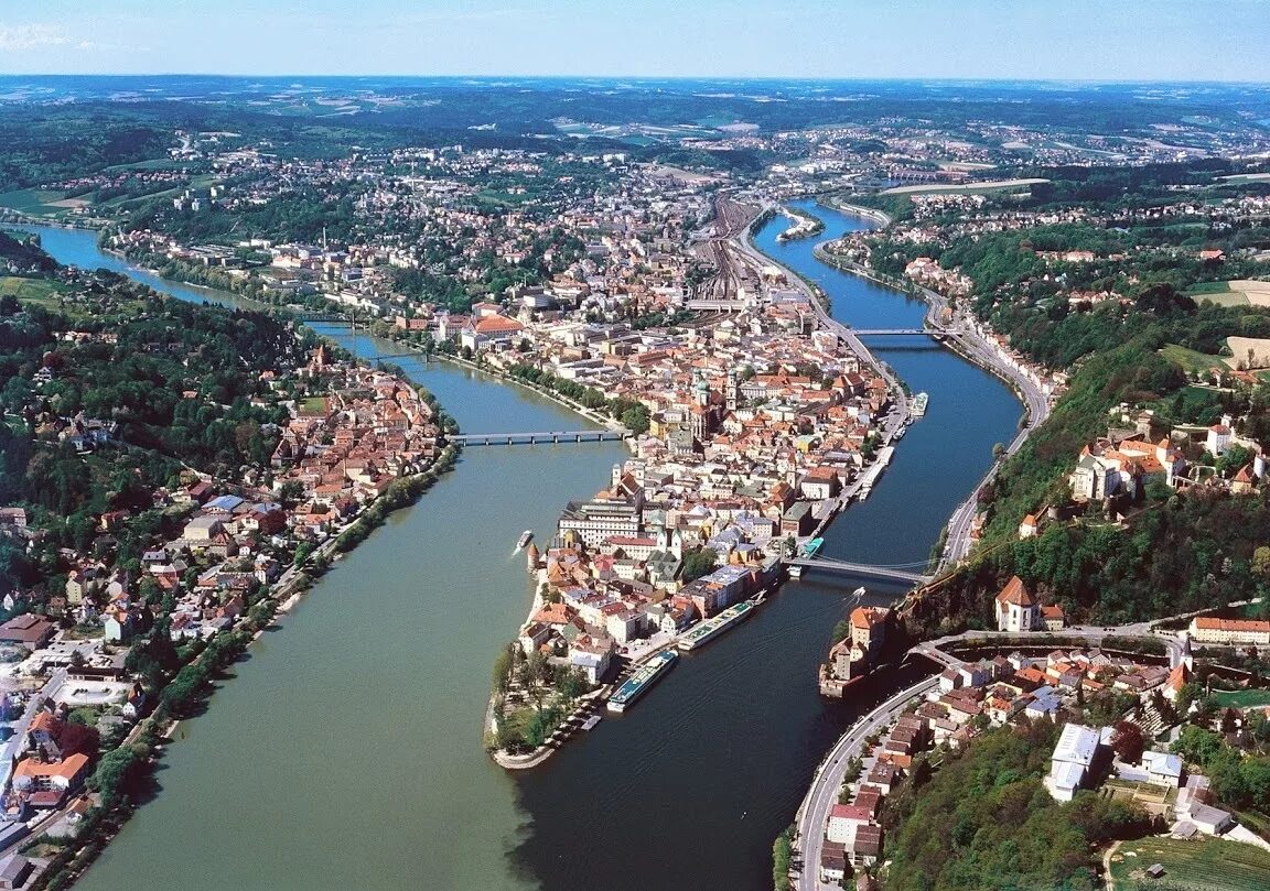 Пассау Дунай. Город Пассау, Бавария, Германия. Река Дунай в Германии. Пассау - город на Дунае.
