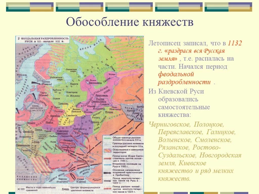 В период раздробленности русские княжества были