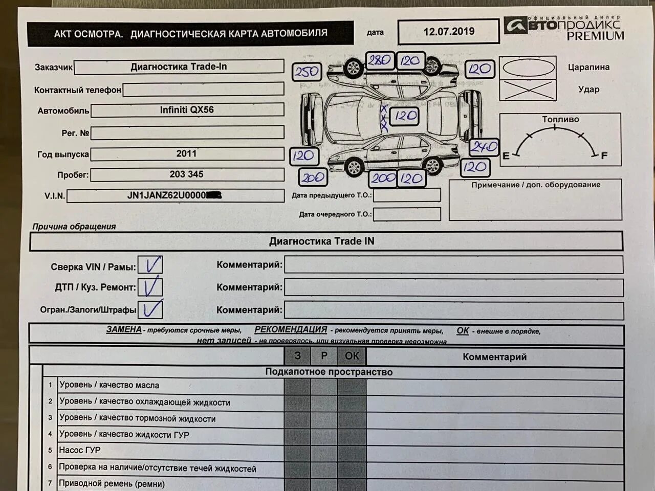 Диагностическая карта автомобиля ГАЗ - 3307. Карта оперативной диагностики автомобиля. Карта технического состояния автомобиля. Диагностический лист осмотра грузового автомобиля.