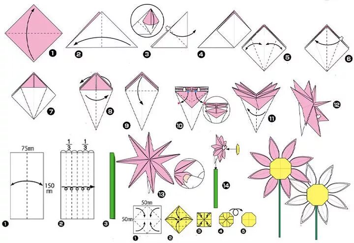 Оригами Ромашка из бумаги для детей схема. Оригами цветок из бумаги пошаговой инструкции для детей. Санбук Смит цветы оригами. Оригами Ромашка из бумаги пошаговой инструкции.