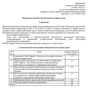 Программа вводного инструктажа по охране труда