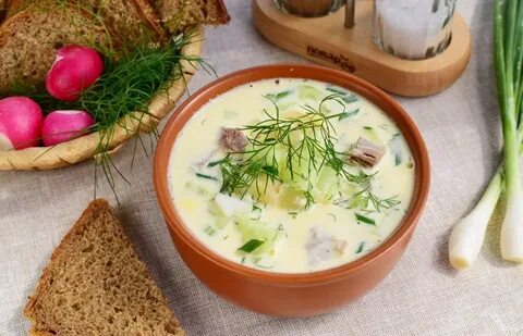 Окрошка на кефире с мясом