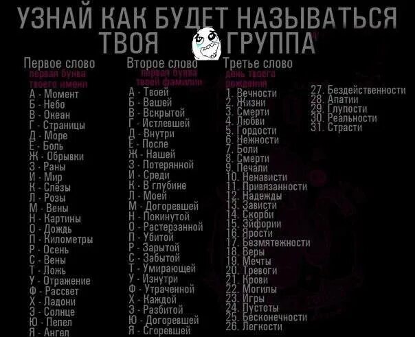 Список необычных названий