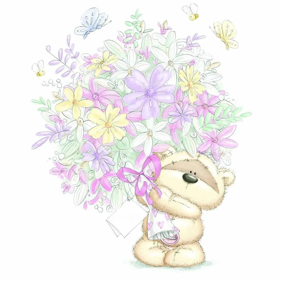 8 месяцев поздравление своими словами. Fizzy Moon мишки. Медвежонок Физзи Мун. Милый Медвежонок с цветочком. Мишка с цветами.