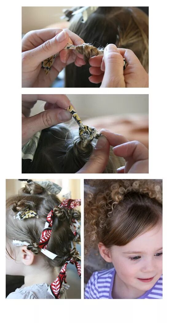 Накрутить волосы на тряпочки. Как завить волосы ребенку. Прическа с локонами для девочки. Накрутить волосы на тряпочки. Кудри на тряпочки.