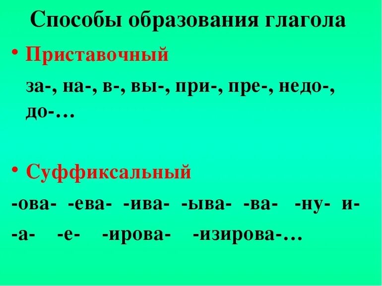 Способы образования глаголов 6 класс. Способы образования глаголов. Основные способы образования глаголов. Способы образования глаголов примеры. Образование глаголов в русском языке.