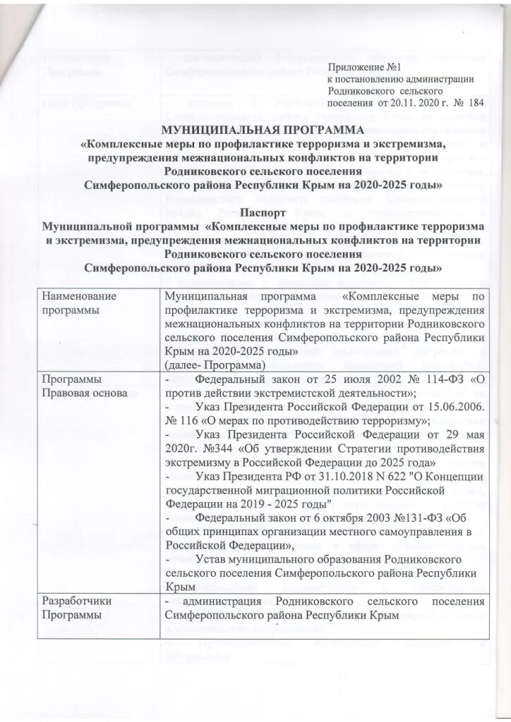 Муниципальные программы по экстремизму