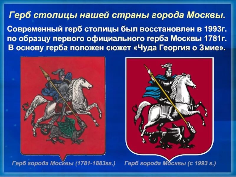 Герб москвы ссср. Герб Москвы 1781. Герб Москвы 1993 г. Герб Москвы описание. Современный герб Москвы.