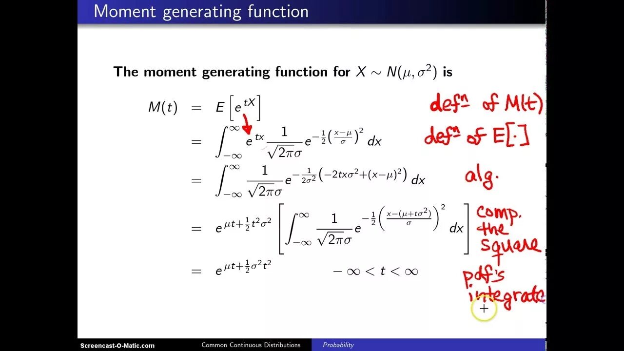 Generating functions. Moment generating function for normal. Probability generating function for distributions. Generation function. MGF normal distribution function.