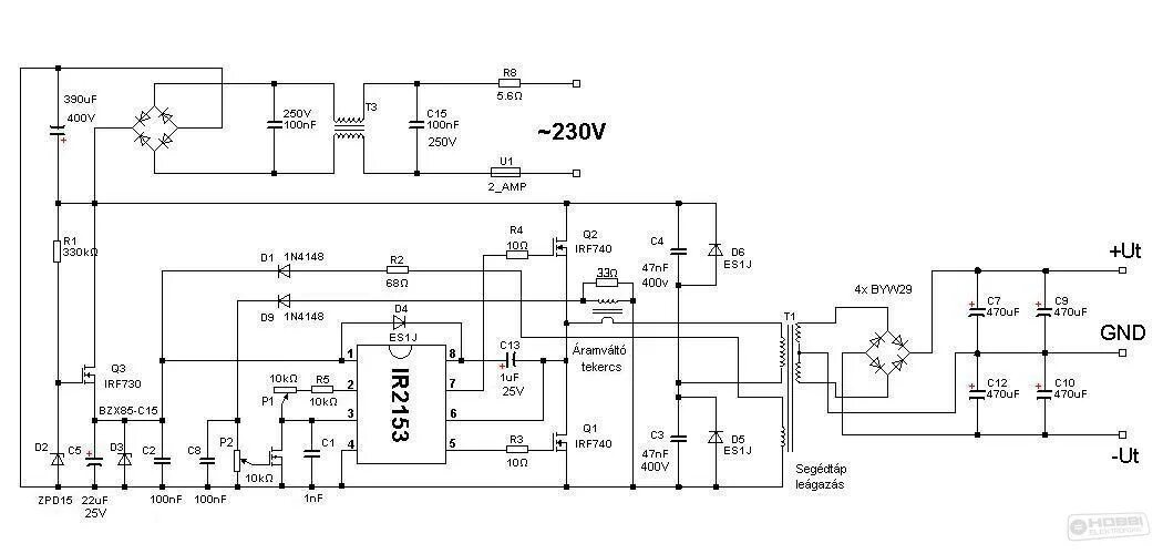 Импульсный источник питания для УМЗЧ на ir2153. Ультразвуковая ванна ir2153 АПЧ. Ir2153 схема блока питания. Схема импульсного блока питания на ir2153. Микросхемы импульсных