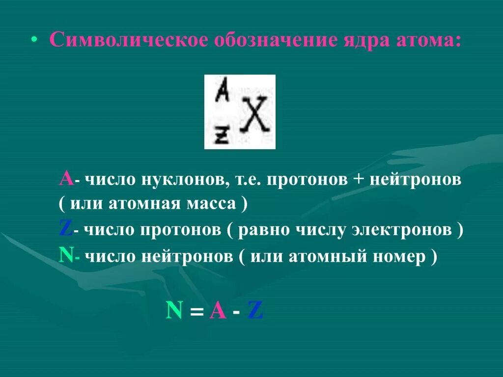 Число нуклонов в ядре атома равно