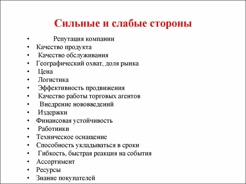 Сильные черты слабые