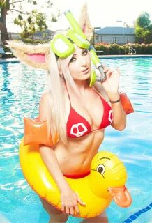 Download Wallpaper women, cosplay, blonde, animal ears, big boobs, cleavage...