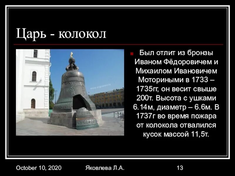 Царь переписка. Царь колокол 1733. Царь-колокол краткое. Царь колокол вес осколка.