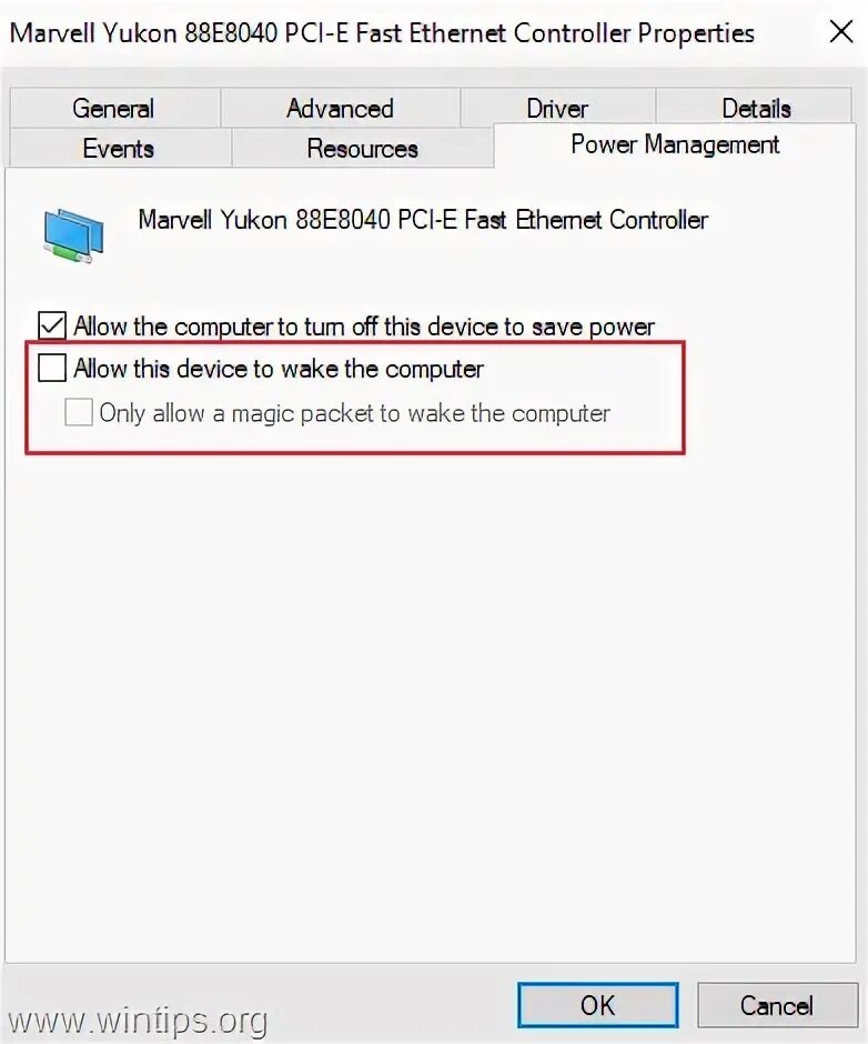 Allow device. Allow device