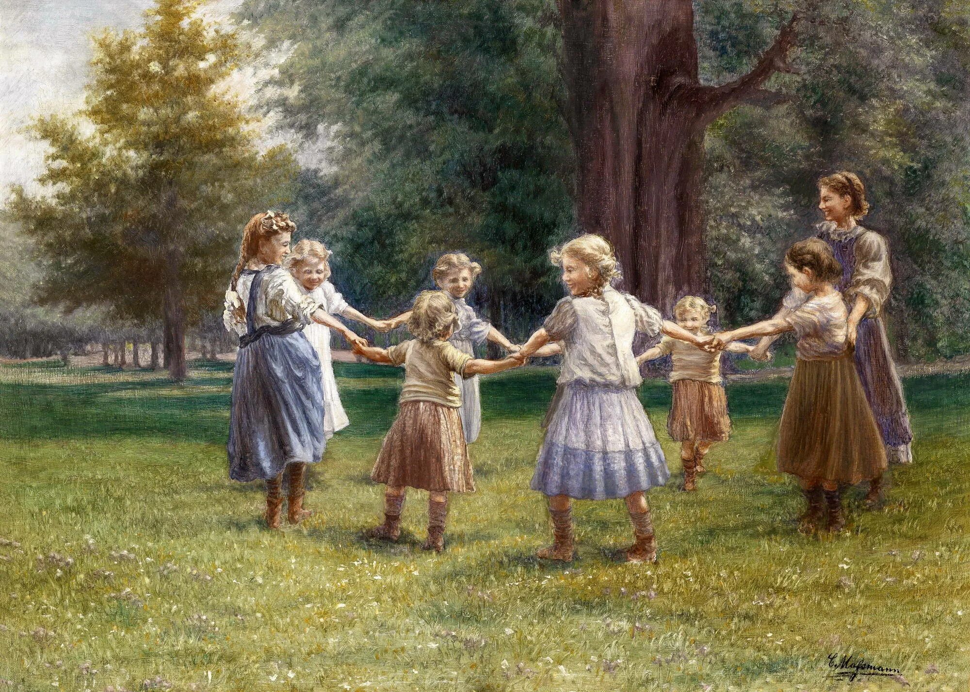 мультяшная круг из детей. песня новый год слова. встаньте дети в хоровод. симон (simon glücklich) (1863-1943). хоровод.