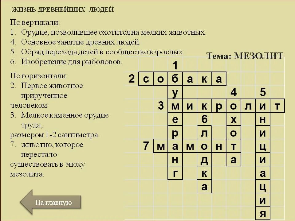 Готовый кроссворд по истории