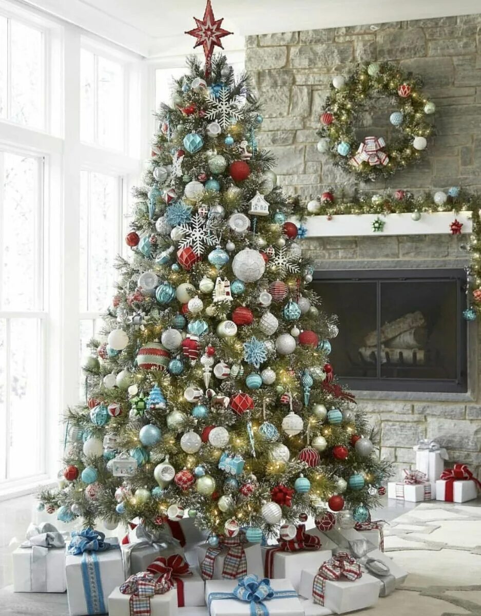 Красивая елка. Наряжаем елку. Украшаем елку. Новогоднее украшение "ёлка". Виды украшенных елок