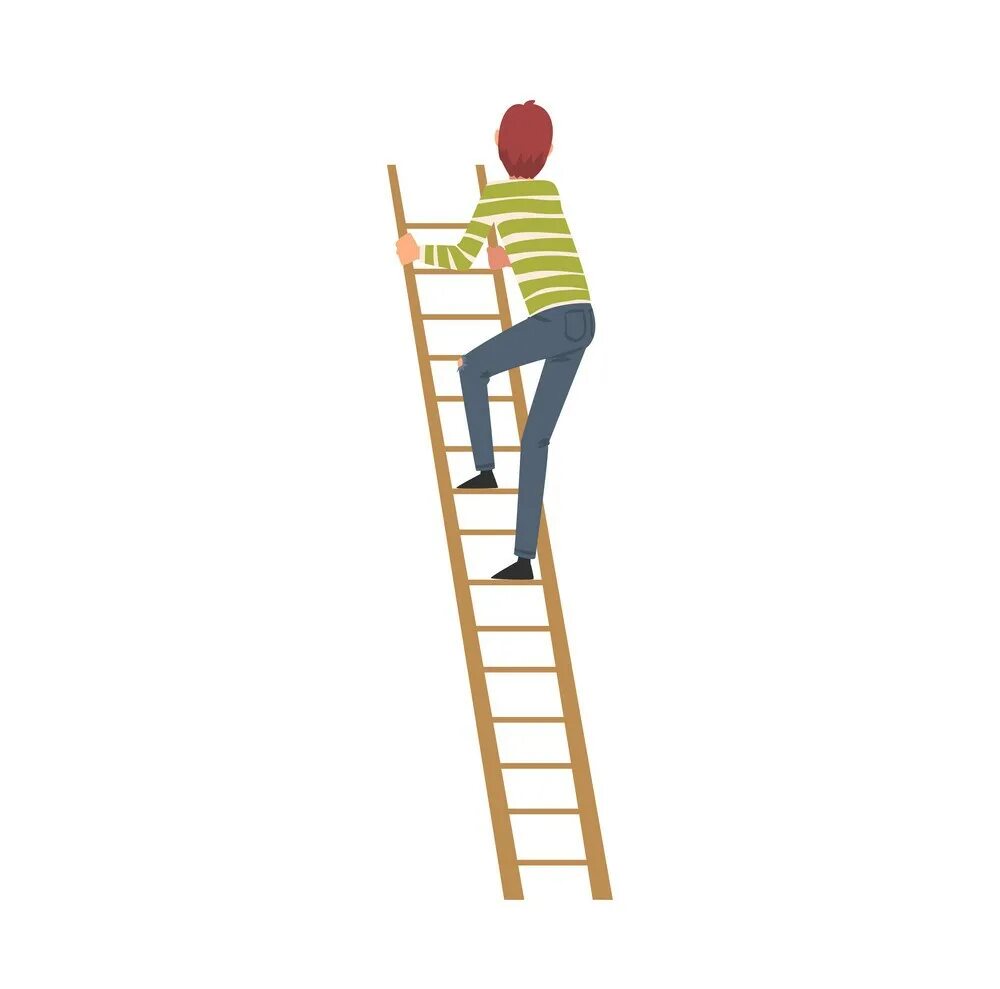 Мальчик поднимается по лестнице. Человек на стремянке. Человечек на лестнице. Дети на лесенке векторный. Лестница для детей.