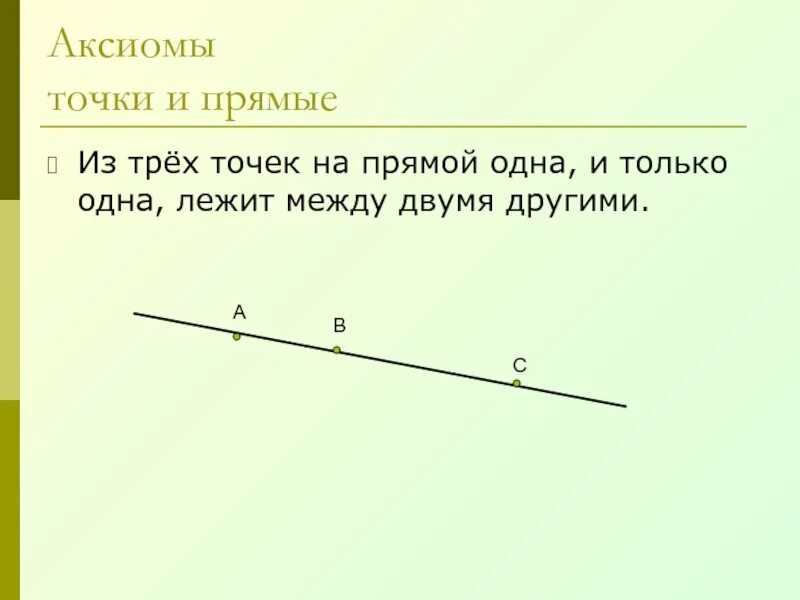 Из трех точек на прямой одна и только одна лежит между двумя другими. Из трех точек на прямой. Точки на прямой. Аксиома из 3 точек прямой 1 и только 1 лежит между 2 другими.