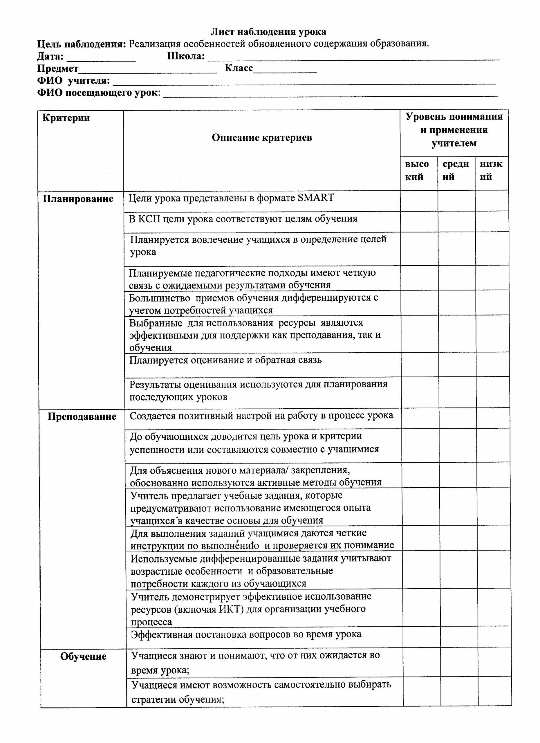 Примеры анализа урока в школе. Лист наблюдения уроков/занятий образец заполнения. Лист наблюдение образец. Лист наблюдения и оценки занятия. Лист наблюдения заполненный.