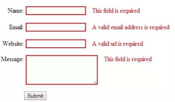 Form field. Js form. RADIOBUTTON Error messages. Registration form with required fields. Field validation