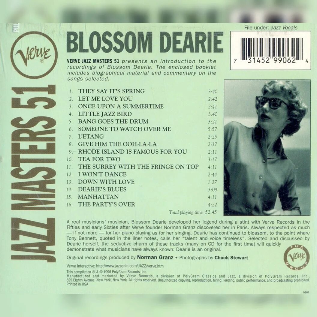 Verve Jazz Masters. Jazz Masters LP. Фото Verve Jazz Masters. Blossom Dearie в молодости.