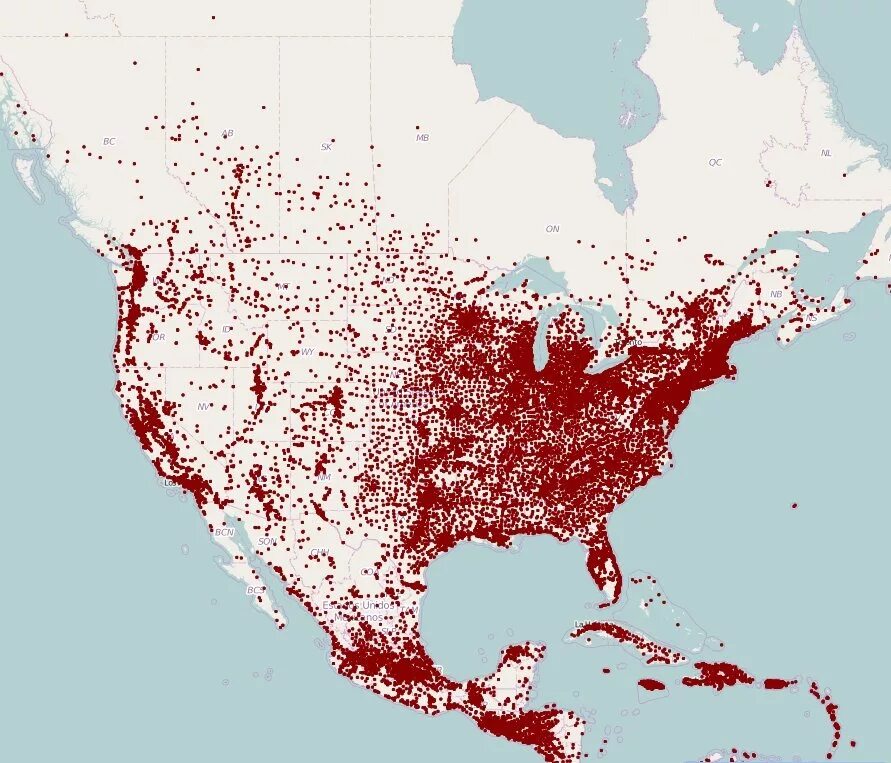 Наибольшая плотность населения северной америки где. Плотность населения США на карте 2020. Карта плотности населения США. Карта плотности населения Северной Америки. Карта распределения населения США.