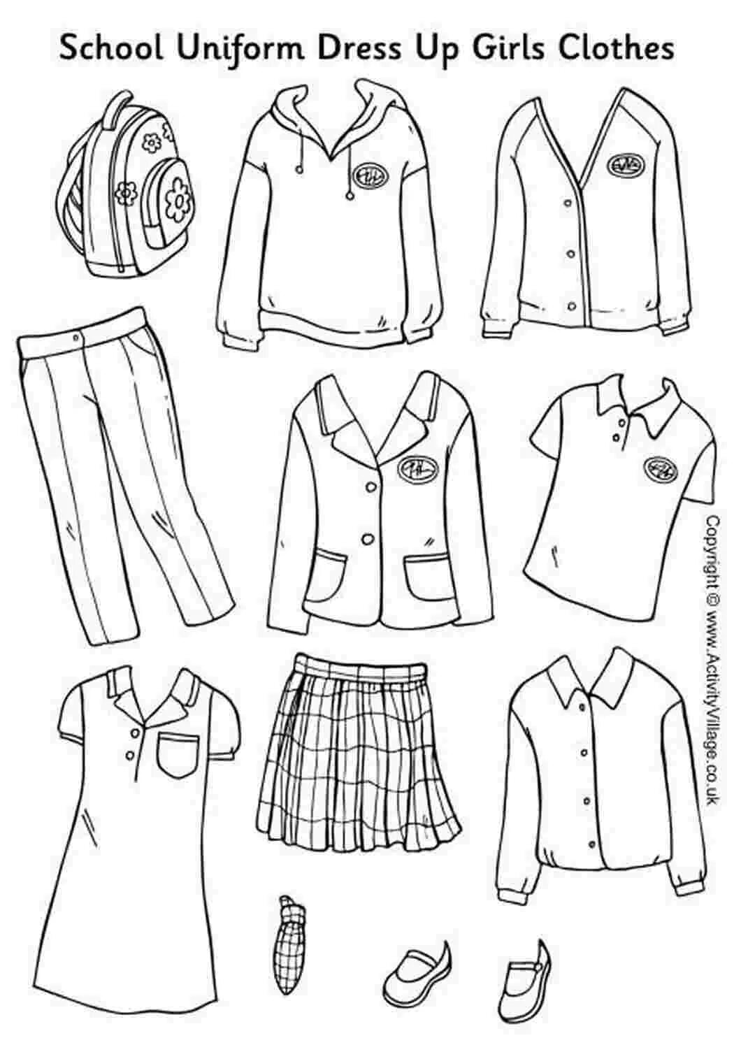 Школьная форма карандаш. Раскраска одежда. Эскиз школьной формы. Школьная форма раскраска. Школьная одежда рисунок.