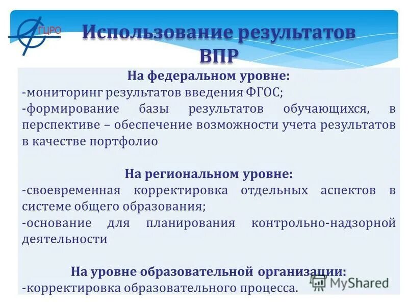 Использование результатов впр