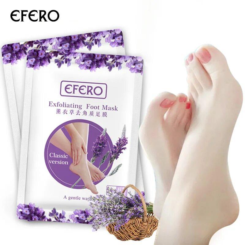 Exfoliating foot Mask маска носки для ног. Пилинг для ног Лаванда peeling Exfoliating foot Mask, efero. Носки-маска для ног отшелушивающая Lavanda.