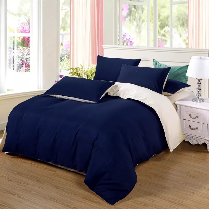 Купить однотонное постельное. Duvet Cover Set постельное белье. Постельное белье Кинг сайз. Постельное белье евро Кинг сайз. Сатин страйп КПБ темно синий.