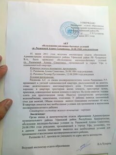 Первичный акт обследования условий жизни семьи