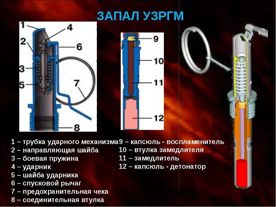 Капсюль детонатор УЗРГМ. РГД-5 капсюль детонатор. УЗРГМ-2 устройство. Ударный механизм УЗРГМ.