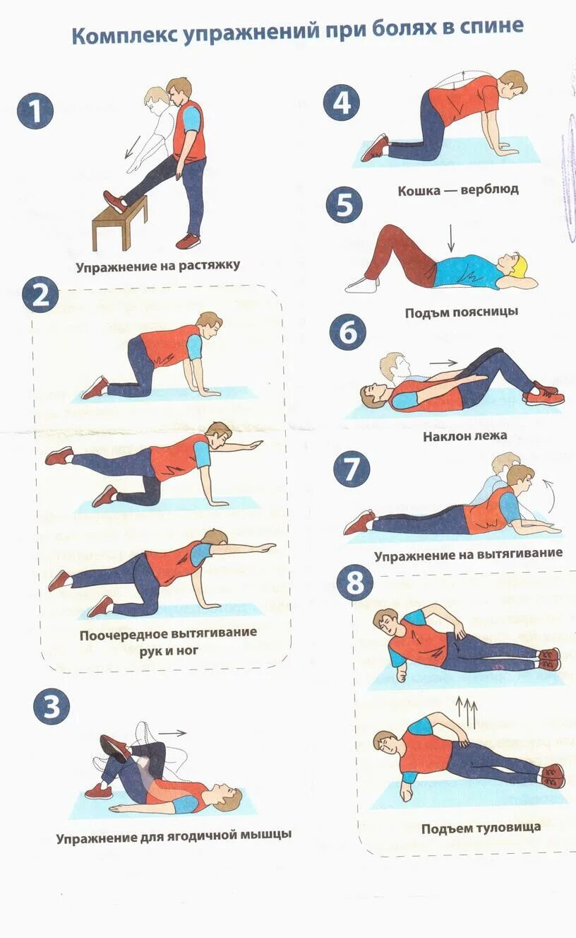 Комплекс упражнений при боли в спине. Упражнения на спину при болях в спине. Упражнения при болях в спине и пояснице. Лечебная физкультура при болях в спине.