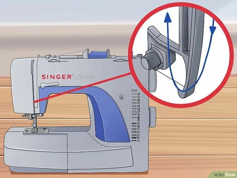 Как в швейную ручную машинку вставить. Зингер 9015 заправка нитки. Верхний натяжитель нити Singer 9012. Вдевание нитки в швейную машинку. Заправка нитки в швейную машину.